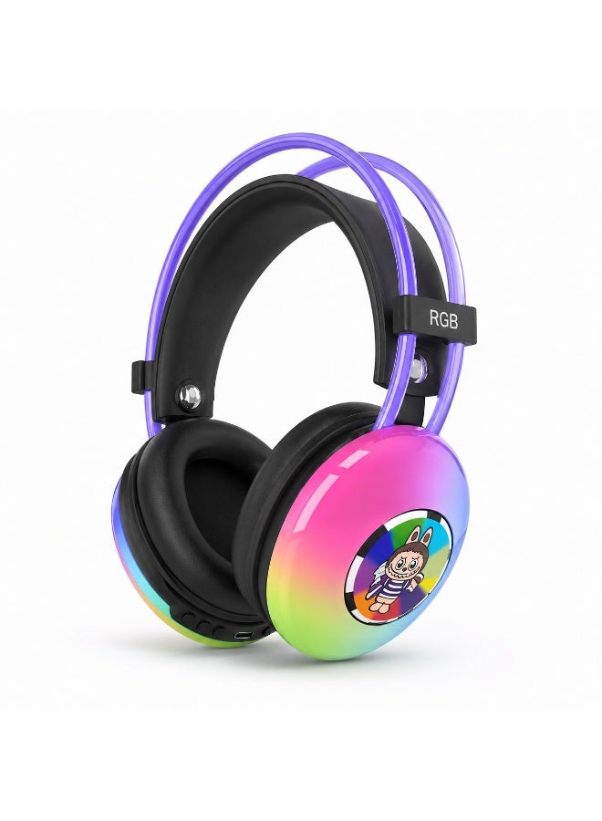 AH-980G RGB Bluetooth Gaming Headphones with 40mm Dynamic Drivers, Wireless Over-Ear Headset, Pure Bass Sound, Noise Red