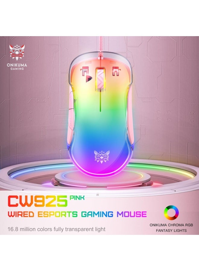 RGB Wired Gaming Mouse with 12800 DPI Optical Sensor, 8 Programmable Macro Buttons, Customizable Software, Ergonomic Lig