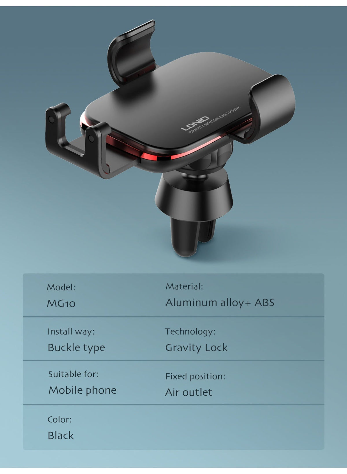 MG10 Universal 360° Rotation Gravity Car Phone Holder , Automatic Tightening & Release, Triangle Power Contraction Desig
