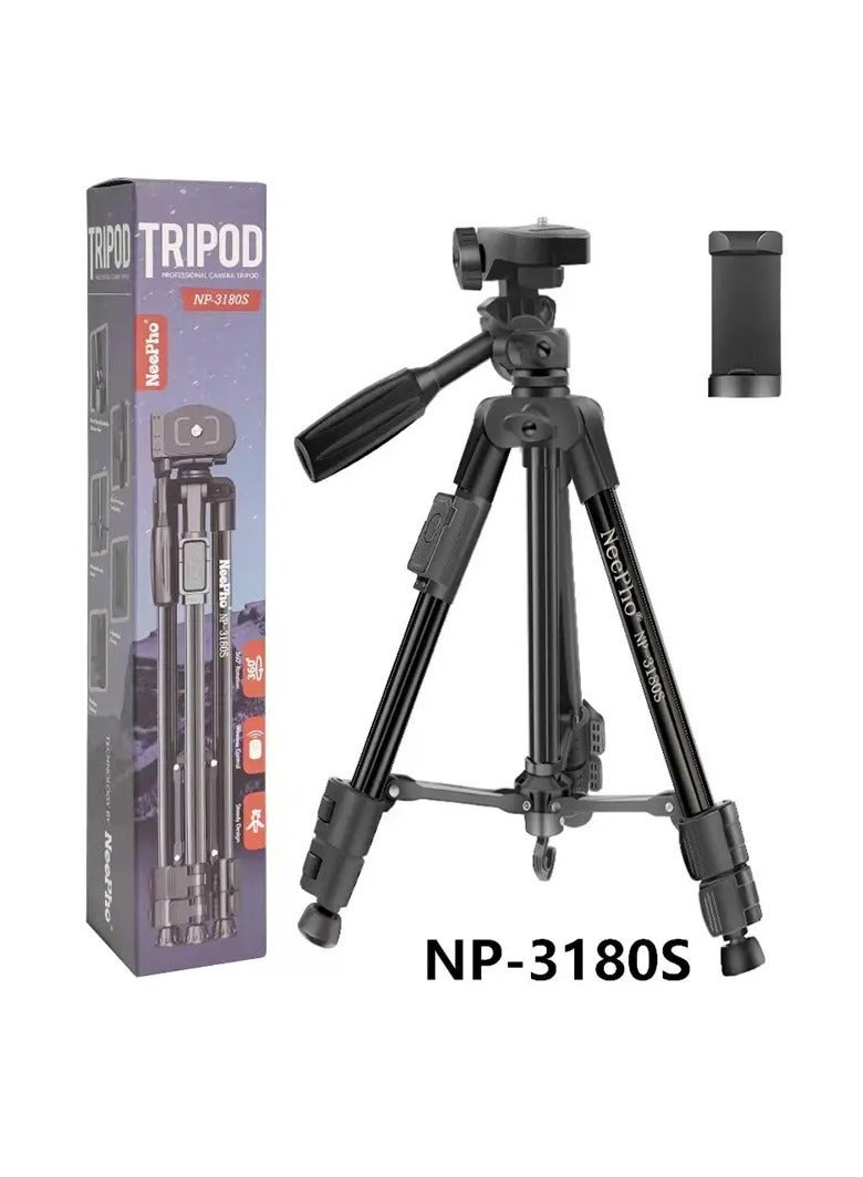 NP-3180S Extendable 360 Rotation Tilt Handle Carbon Fiber Camera Tripod Phone Outdoor Live Selfie Camera Phone Floor , S