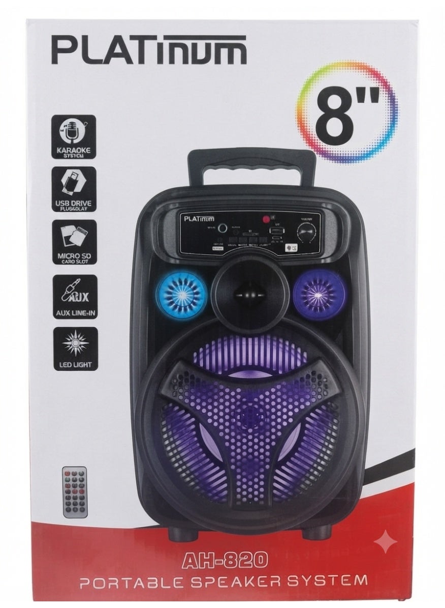 سبيكر كاريوكي Platinum AH-820 8 إنش قوة 10W بلوتوث أسود