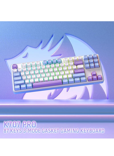REDRAGON Gaming Keyboard K707 PRO - RGB with 80% Wireless Gasket, 3 Modes and 87 Keys, TKL Mechanical Keyboard with Hot Swap Socket, PBT Round Keycaps and Noise Damping