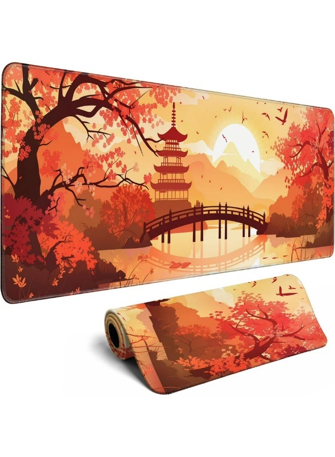 Gaming Mouse Pad Large Desk Pad for Desk Computer Pc Laptop Office Decor, Mouse Keyboard Pad Stitched Edges Non-Slip Rub