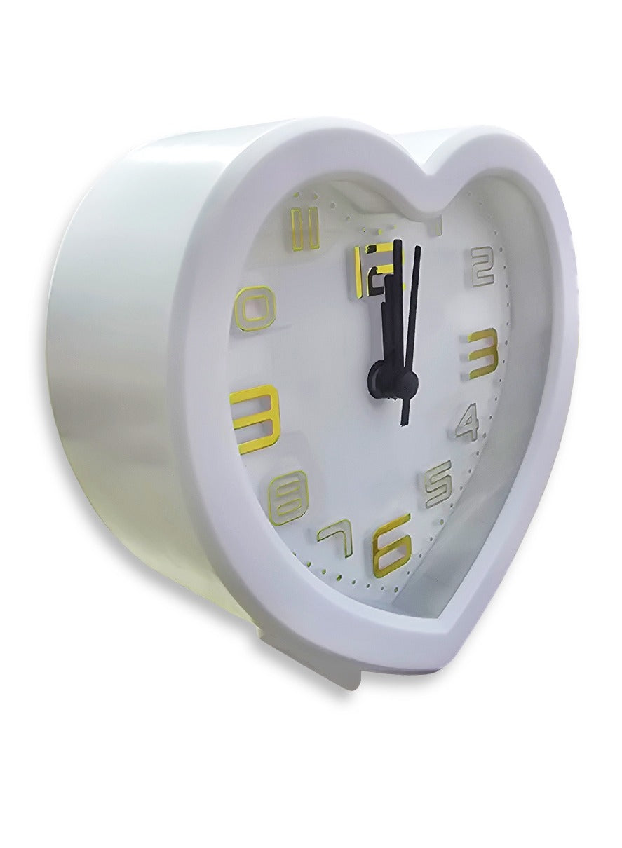 Charming little cartoon alarm clock, cute office decor, special gift, heart-shaped bedroom decor, innovative design, elegant classic white background and frame