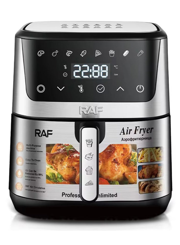 RAF Multifunctional digital air fryer, 8.5 liter capacity With Rapid Air Convection technology and 1700W power R.5351 in silver color