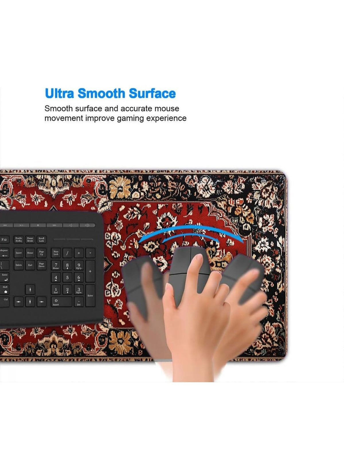 Bohemian Gaming Large Mouse Pad Retro Boho Red Mousepad Large Gaming Mouse Pad Laptop Keyboard Mat Non-Slip Rubber Base 