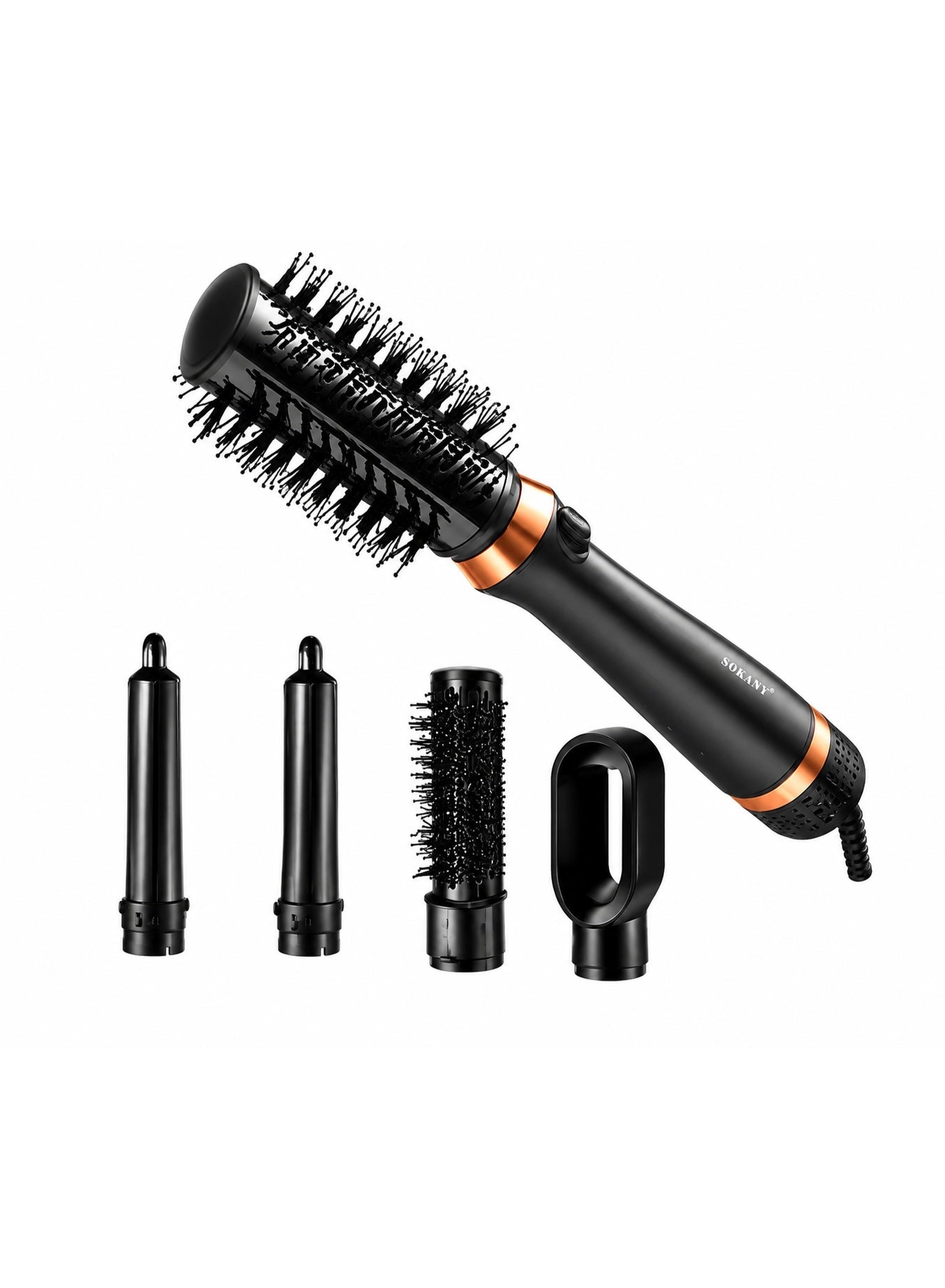 SK-15034N 5-in-1 Hair Dryer Brush – 1400W, 5 Interchangeable Styling Attachments, Drying, Curling, Straightening & Styli
