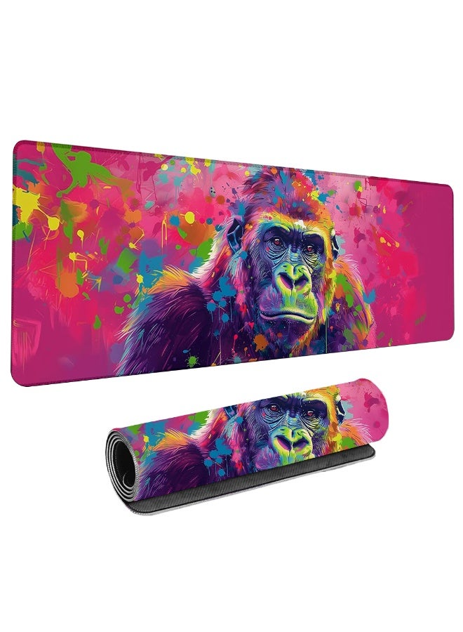 Colorful Gorilla Large Mouse Pad 70 X 30cm , Gaming Mouse Pad, Non Slip Rubber Base, Office Accessories, Desk Mat, Artis