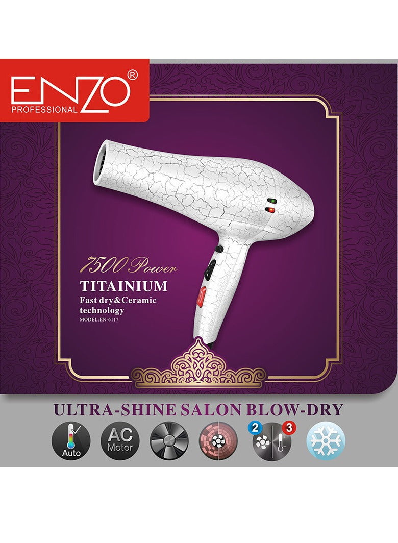 ENZO Professional Hair Dryer 7500w , High Power Home Hair Styling Tool EN-6117