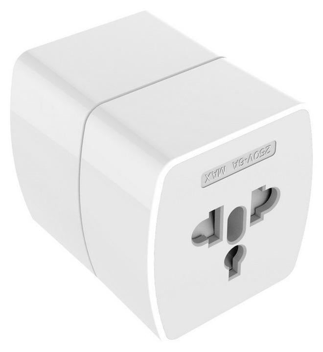 Z4 Universal Plug Adapter ABS VO With UK/EU/US/AU Pin & 2 Universal Socket (6A) - White