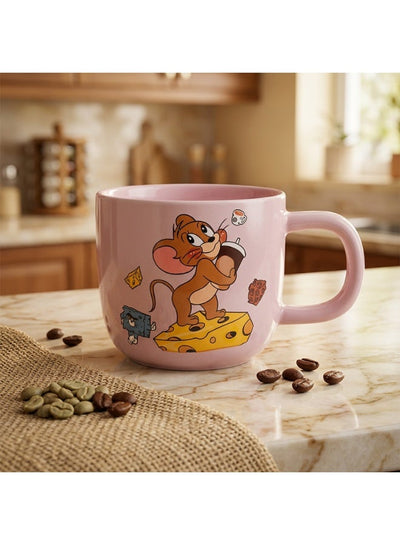 Tom and Jerry Ceramic Mug, Large Capacity Cute Cartoon Coffee Mug with Comfortable Handle, Aesthetic Ceramic Tea Cup for