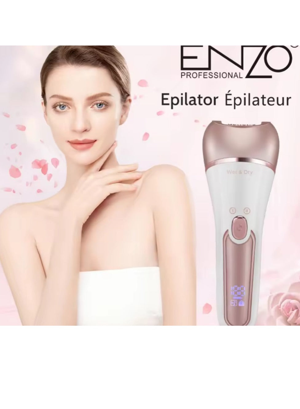 ENZO A powerful device for gentle and painless hair removal for women. For home use, easy to operate and quick, gentle on the skin. Model EN-5842. Contains 10 accessories.