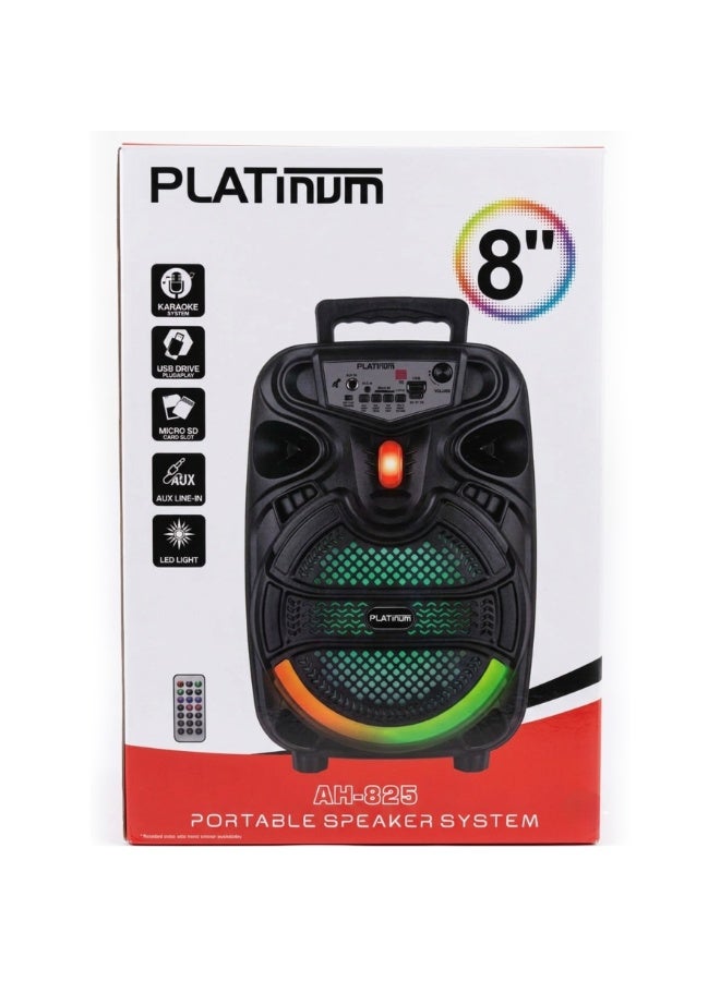 AH-825 Portable 8 Inch Karaoke Speaker System with Dynamic LED Lighting and Remote Control Wireless Multimedia Speaker w