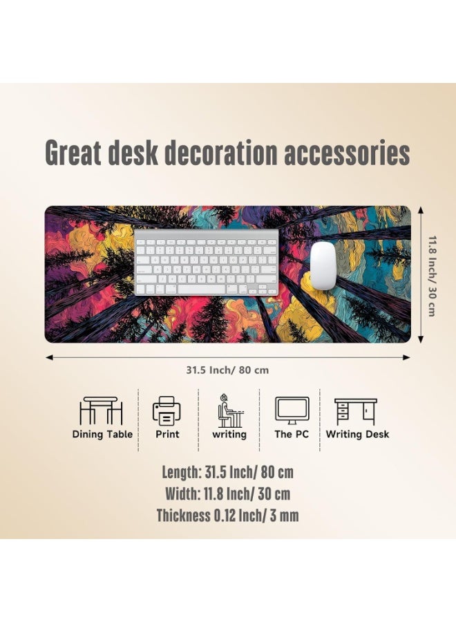 Starry Forest 1 Mouse Pad Extended Gaming Mouse Pad with Stitched Edges 70×30cm XL Desk Mat for Gaming, Office, Keyboard