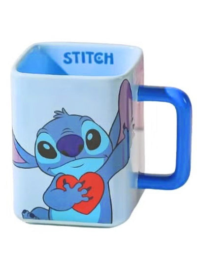 Stitch Ceramic Mug 450ml, Cute Cartoon Square Coffee Mug, Large Capacity Ceramic Tea Cup with Vibrant Character Design, 