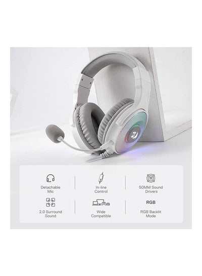 سماعة جيمنج Redragon H350 Pandora بصوت محيطي وإضاءة RGB أبيض