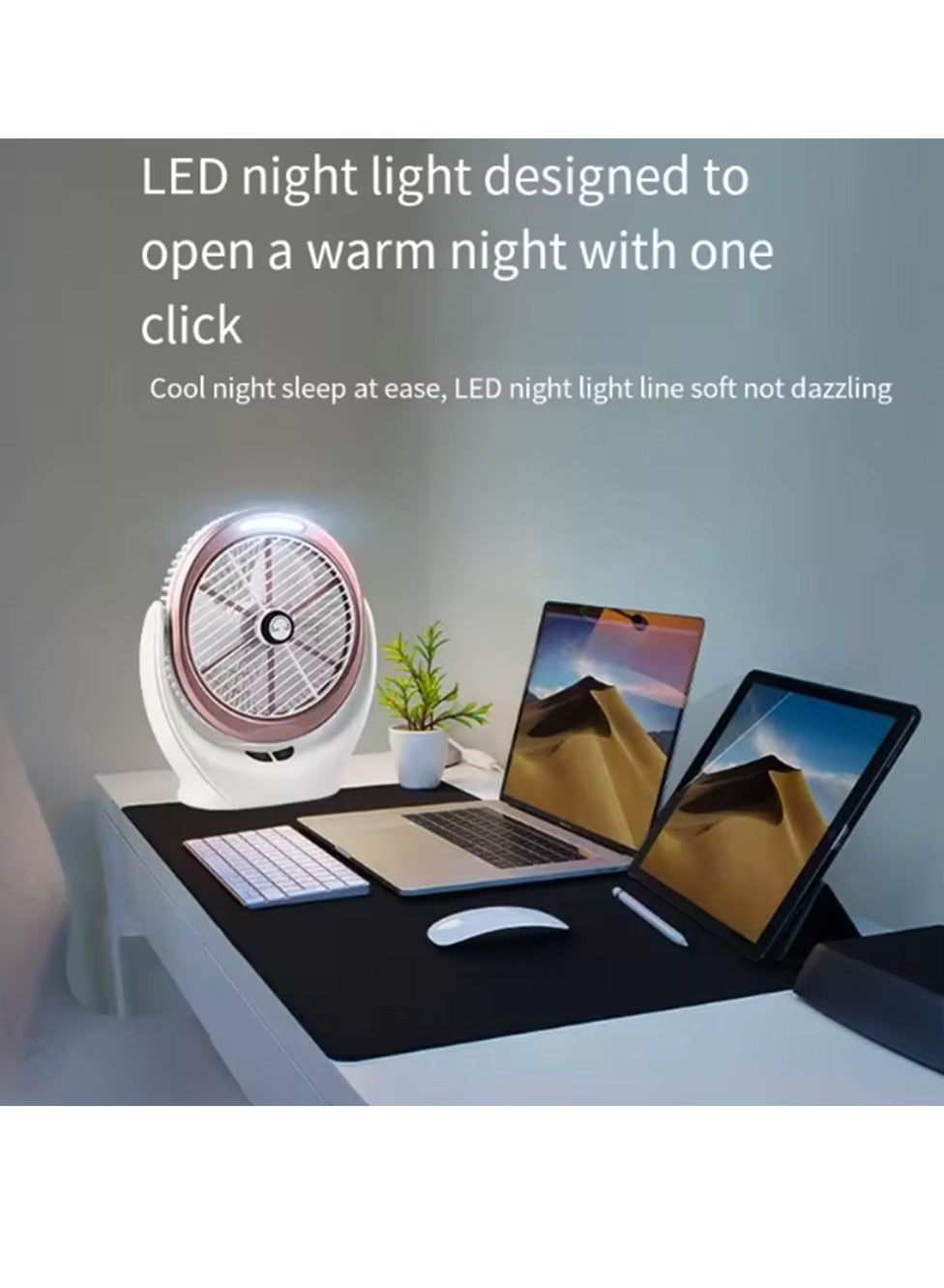 Portable Mini Desktop Fan Usb Rechargeable led lights Camping Handheld desktop low noise cooling