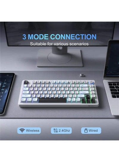 MT501 81-Key RGB Gaming Keyboard – 3-Mode USB-C, 2.4GHz & Bluetooth, 75% Compact Layout, English- Key Layout, Silent Mem