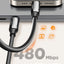كابل شحن سريع USB-C إلى USB-C PD 3.1 بقدرة 240 واط، بطول 2 متر، مزود بشريحة ذكية لنقل البيانات، متوافق مع أجهزة الكمبيوت