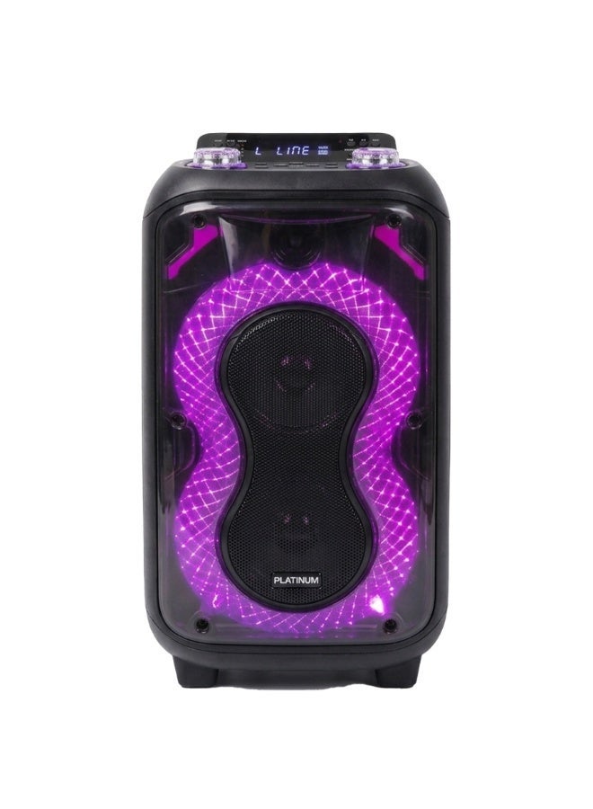 AH-6200 Portable Dual 6.5 Inch Rechargeable Party Speaker with Disco LED Lights and Remote Control Wireless Audio Speake