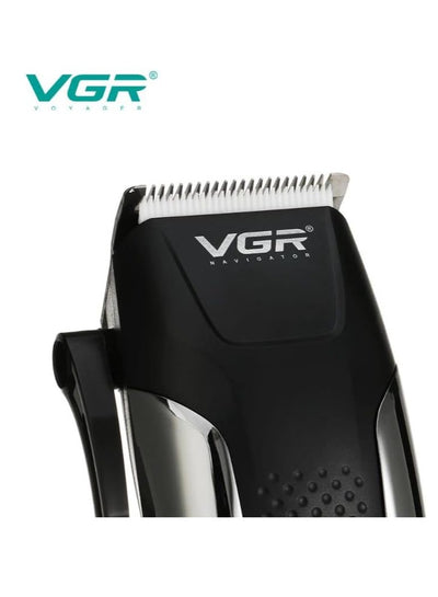 VGR V-120 Professional Hair Clipper with Self Sharpening Blades, 8 Guide Combs, Scissors, Comb, Taper Lever Adjustments for close cut trimming for men, Corded (Black)