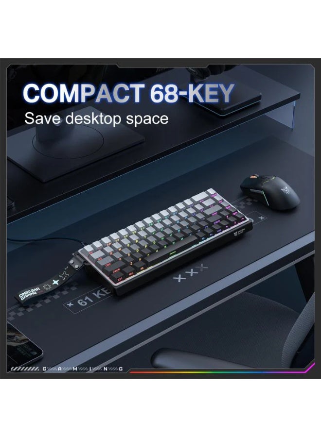 G69 RGB Wired Magnetic Switch Gaming Keyboard with 68 Keys, 8KHz Polling Rate, Noise-Reduced Design, Type-C Detachable C