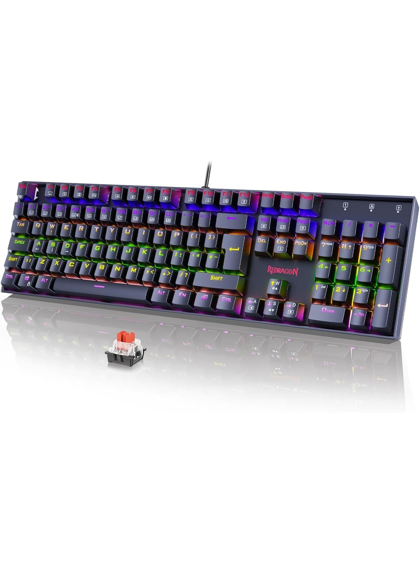 كيبورد جيمنج Redragon K551-KR VARV ميكانيكال بمفاتيح حمراء أسود
