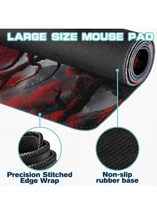 Full Moon Extended Gaming Mouse Pad with Stitched Edges 80×30cm XL Desk Mat for Gaming, Office, Keyboard, Mouse, Laptop,