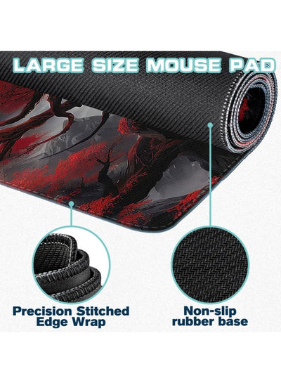 Full Moon Extended Gaming Mouse Pad with Stitched Edges 80×30cm XL Desk Mat for Gaming, Office, Keyboard, Mouse, Laptop,