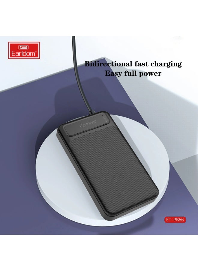 Earldom ET-PB56 10000mAh Portable Power Bank with Dual USB Output, USB Type-C & Micro USB Input, LED Digital Battery Dis