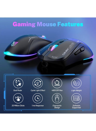Dual Mode Wireless Gaming Mouse with 2.4GHz Wireless and USB-C Wired Connectivity, Up to 4800 DPI, 6 Programmable Macro 