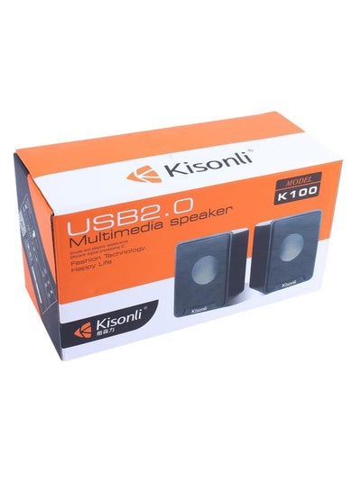 Kisonli Multimedia Speaker USB 2.0 , simple and elegant appearance ,FOR Computer PC, LAPTOP – Black K100