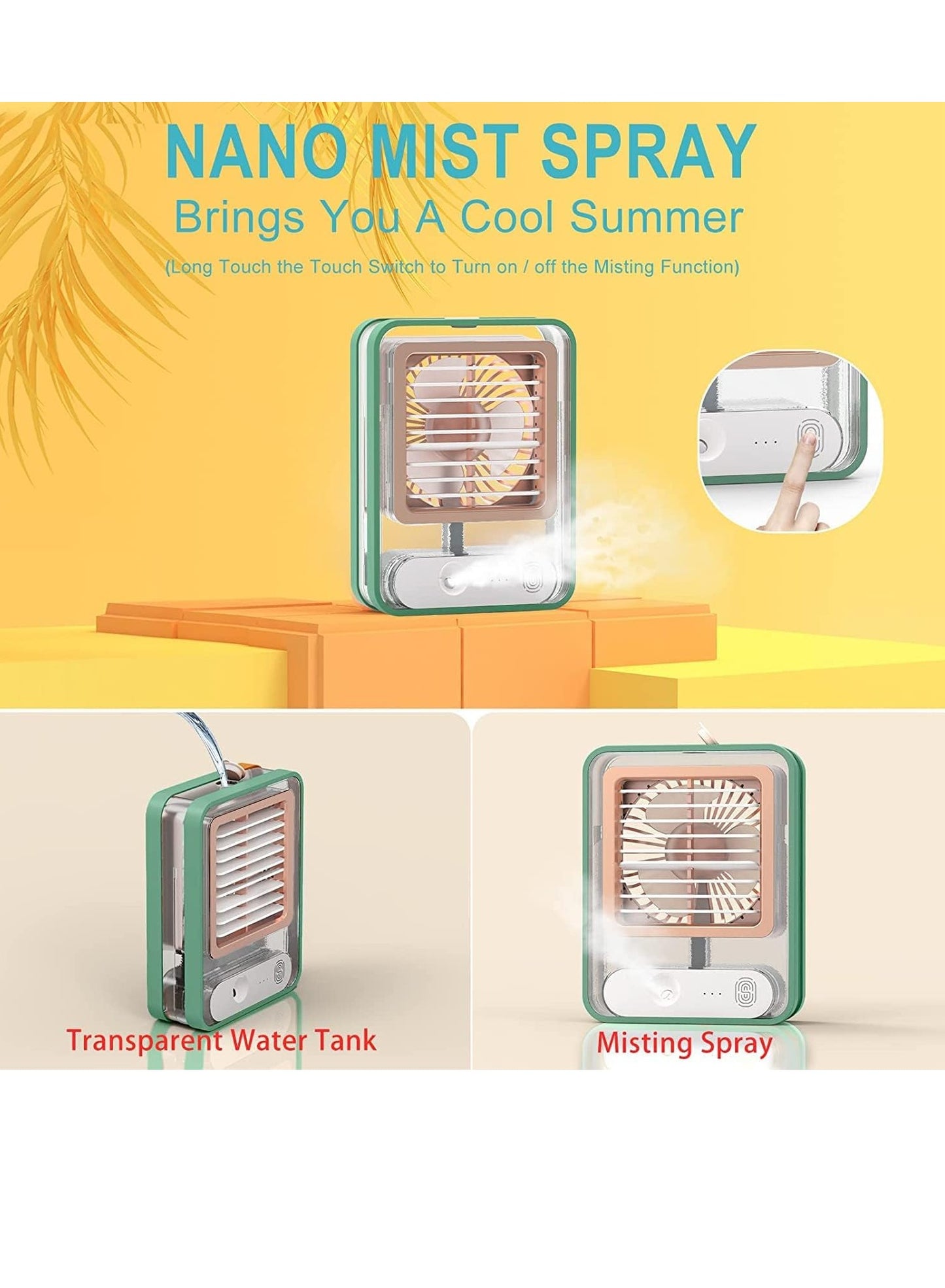 Portable Air Conditioner Fan Personal Cooler Desk Fan for Shop, Office, Kitchen, USB Powered Mini AC, Portable Humidifier Air Cooler Fan