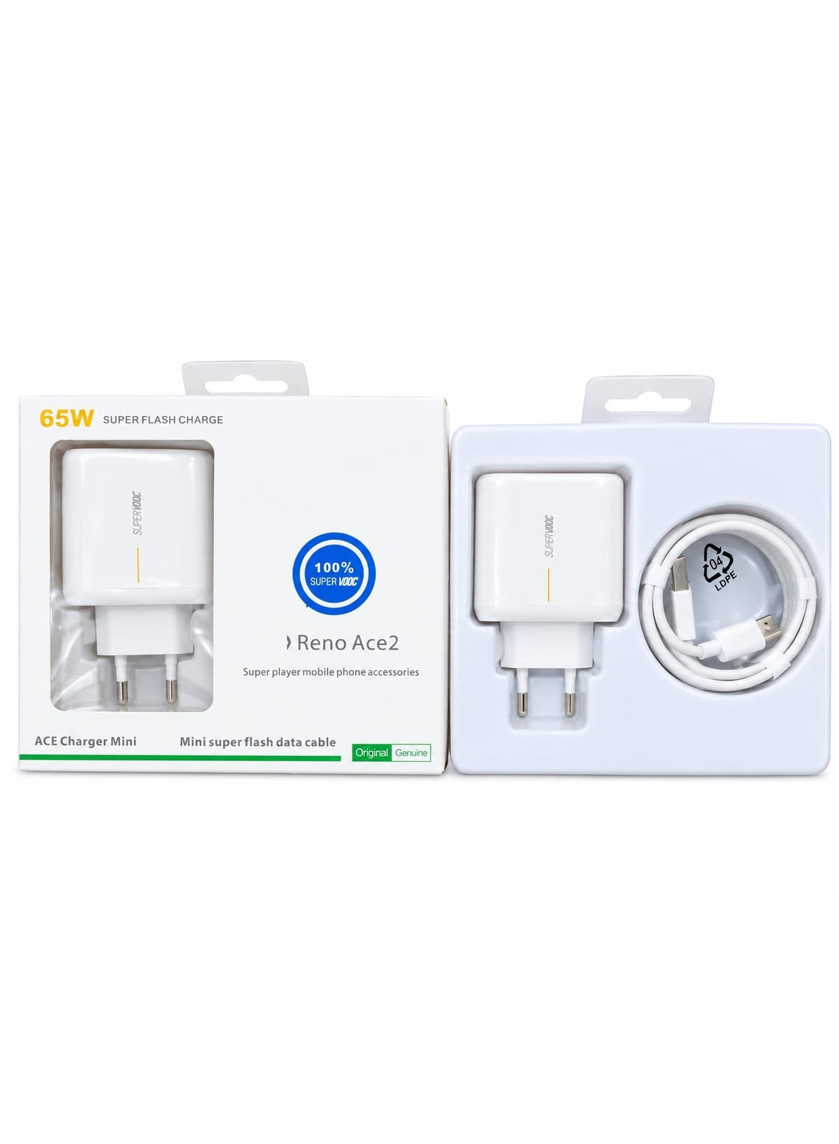 CH-272 65W Smart Fast Wall Charger with LCD Power Display, Dual-Port USB-C & USB-A Charging Adapter, AC 100–240V Travel 