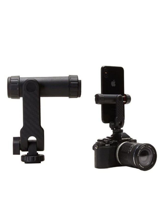 Mobile Phone Holder BH-05 with 2 Cold Shoe Ports , Lightweight and Durable ABS Design , Secure Mount for 55-90mm Width M