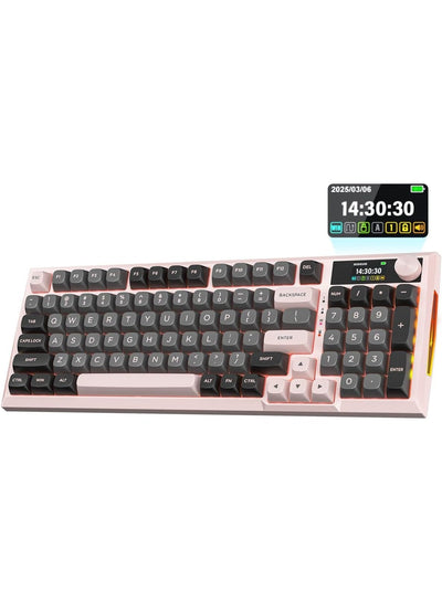 كيبورد جيمنج Redragon K725GBP ميكانيكال وردي بشاشة LCD