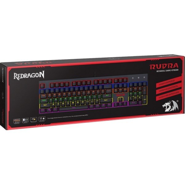 Redragon K565R RUDRA Gaming Mechanical Keyboard Rainbow Backlit, Red Switch