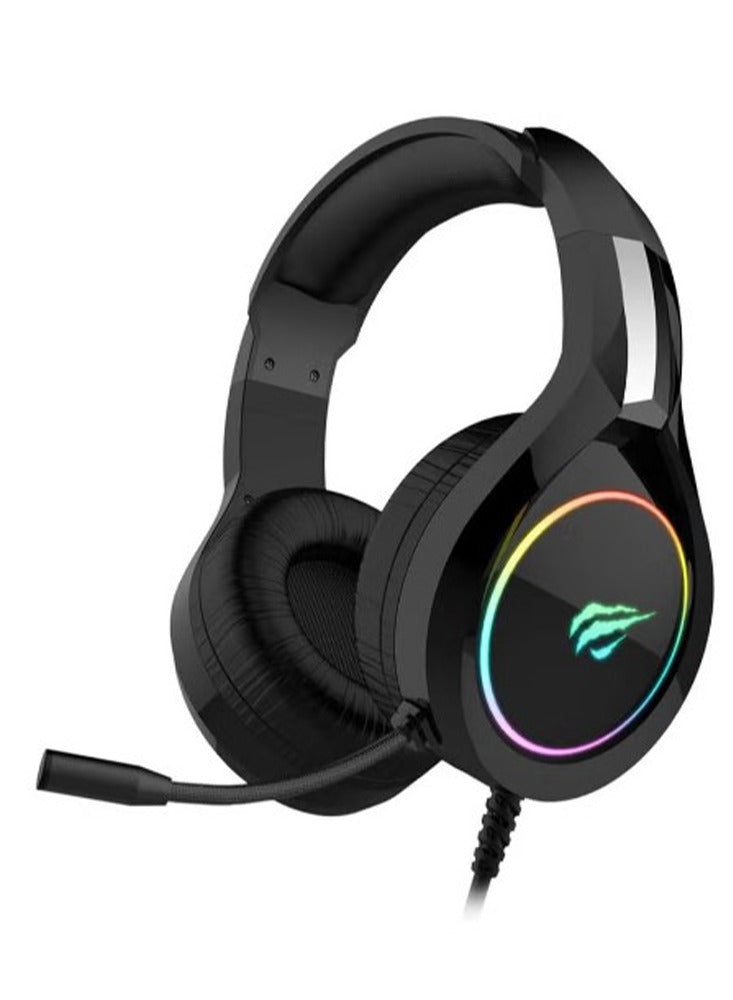 havit Gaming Headphone (RGB) , Model H2232D , 50MM Dynamic unit, Surround Sound Wired (3.5mm audio +1.7 USB) , Headphone With Noise Cancelling Microphone & In-Line Volume Control for pc and lap top , home , office and perssonal use