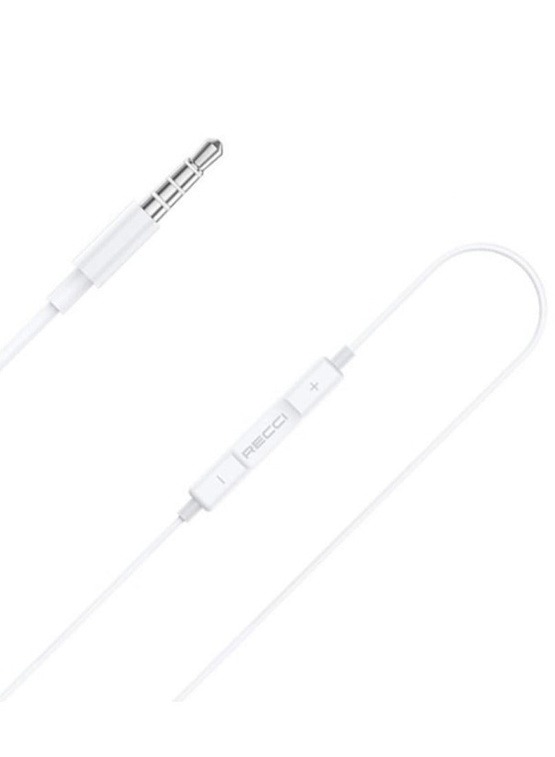 REP-L16 are wired earphones that feature a 3.5mm audio jack and come with a built-in microphone for calls. They are lightweight, making them comfortable to use. Cable length is 1.2m - White