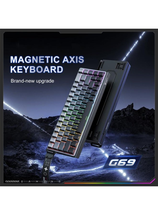 G69 RGB Wired Magnetic Switch Gaming Keyboard with 68 Keys, 8KHz Polling Rate, Noise-Reduced Design, Type-C Detachable C