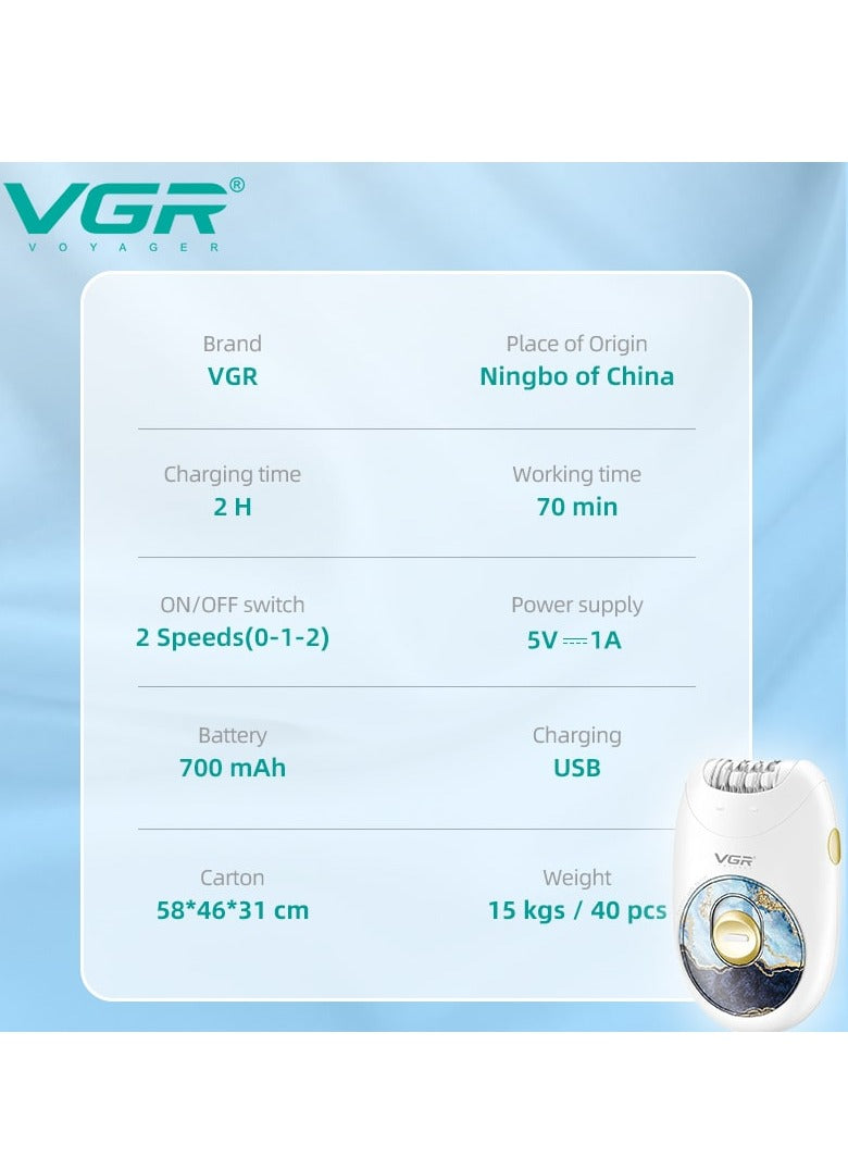 VGR V-706 Long Lasting Cordless Epilator with USB Charger The epilator works in two modes. The first mode, soft, is ideal for sensitive areas. The second mode is more powerful and effective, as it allows you to remove coarse hair easily