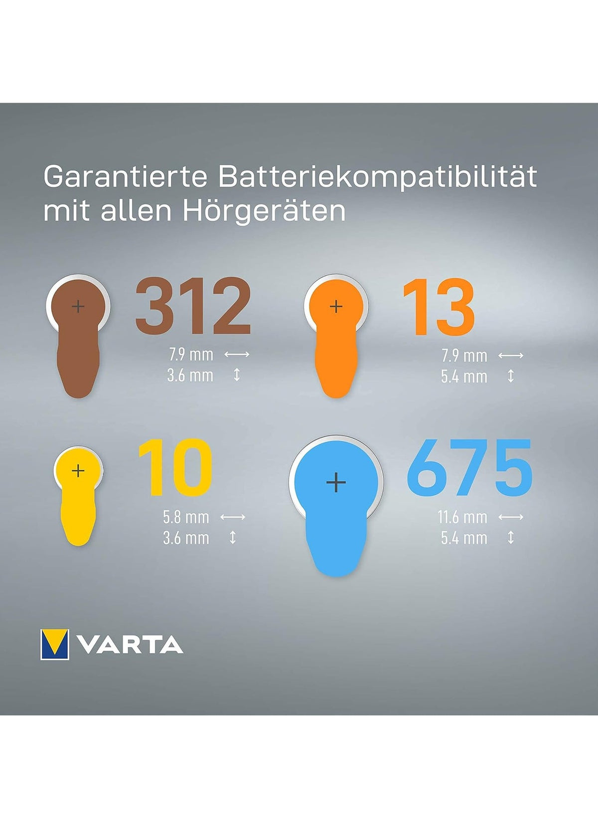 Hearing Aid Batteries, Yellow Type 13 , PR48 , 1.45V , 6 pes, Custom Made, high hearing level, mercury-free, Made in Ger