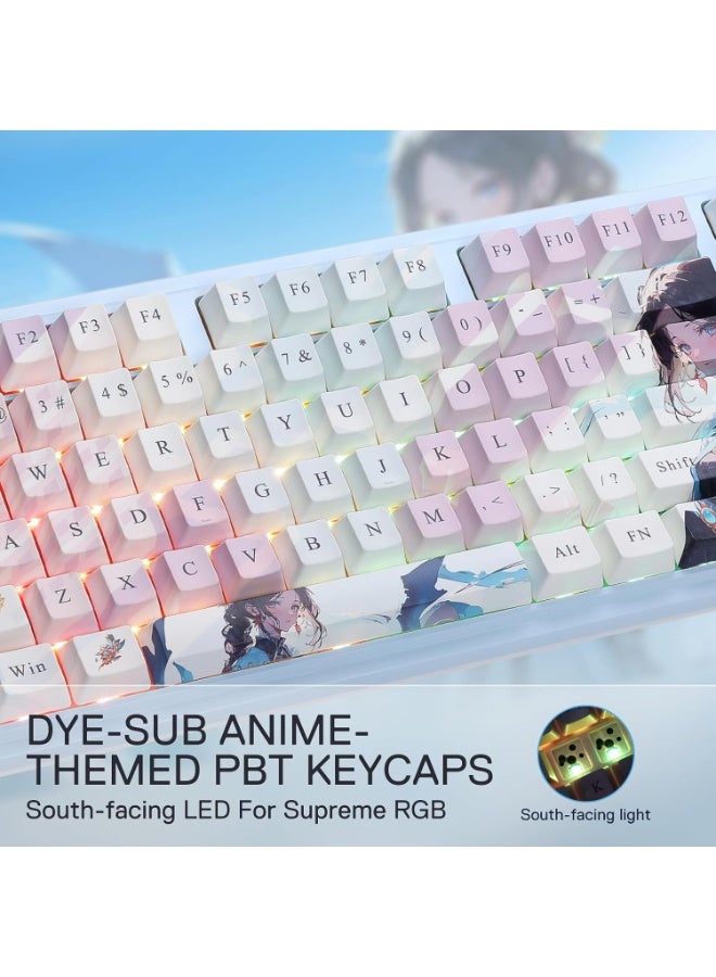 لوحة مفاتيح الألعاب اللاسلكية K728 PRO SE 80%، 87 مفتاحًا، مزودة بإضاءة RGB، ولوحة مفاتيح ميكانيكية بتصميم أنمي بثلاثة أ