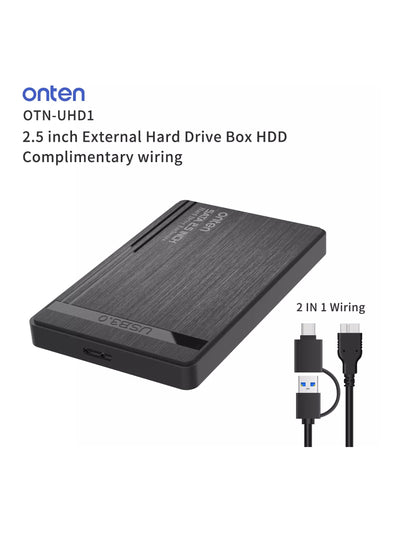 onten UHD1 2.5-inch SSD & HDD External Enclosure Case – USB 3.2 Gen1 / USB-C to SATA – Up to 5TB – External Hard Disk Drive Carrying for Laptop , PC | Black (OTN-UHD)