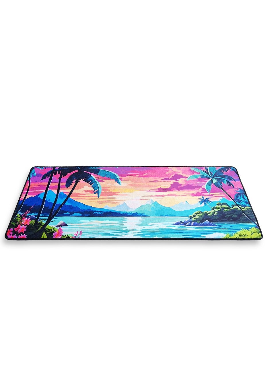 Gaming Mouse Pad, tropical island Large Extended Desk Mat, Large Desk Pad for Computer Keyboard, Mouse Pad with Stitched