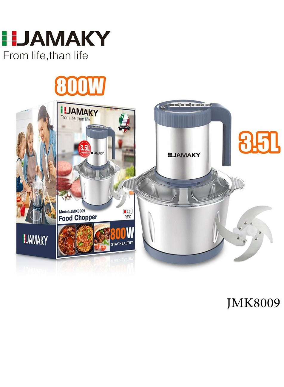 JAMAKY Italy Food chopper, for chopping food and meat, with Italian technology, power 800 watts, model JMK8009, capacity 3.5 liters