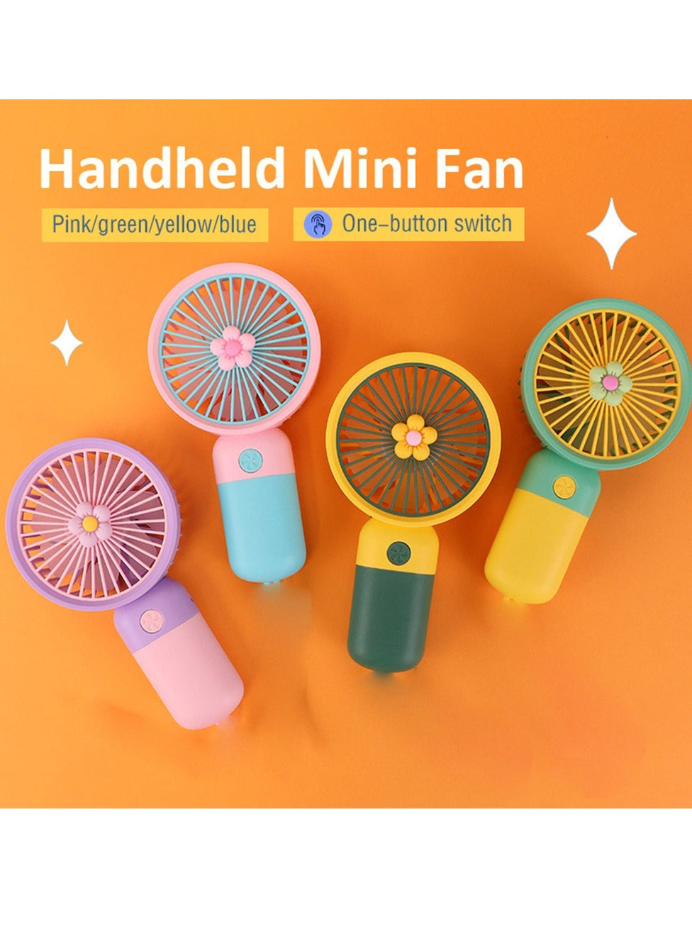 Portable Mini Fan USB Rechargeable Cute 1.5W Small Electric Fan For School ( Green Yellow )