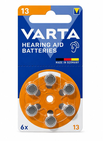 Hearing Aid Batteries, Yellow Type 13 , PR48 , 1.45V , 6 pes, Custom Made, high hearing level, mercury-free, Made in Ger