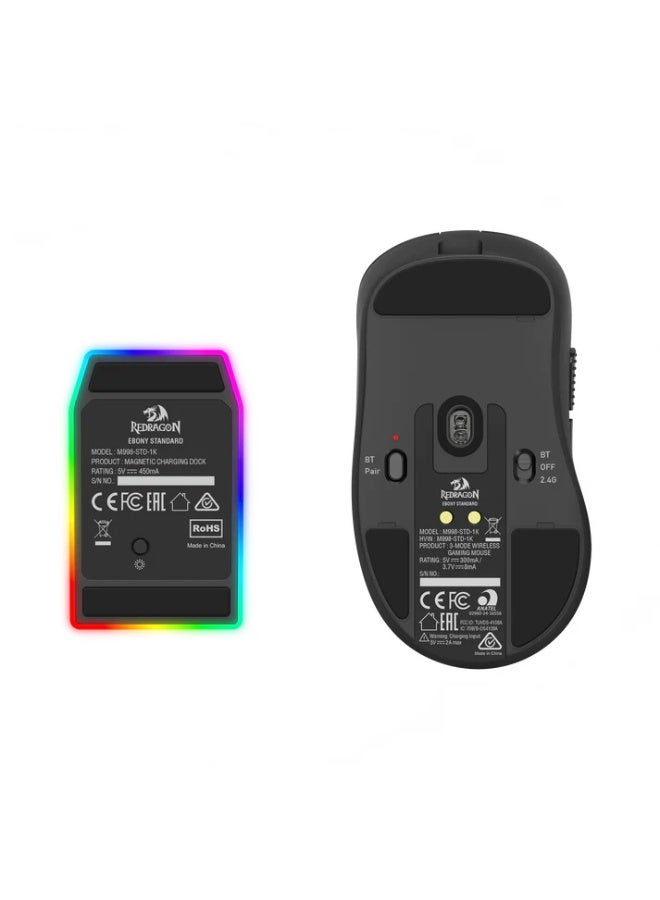 ماوس جيمنج REDRAGON M998 EBONY وايرلس Tri-Mode حساسية 24000 DPI أسود