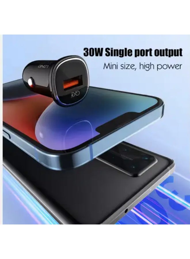 30W PD Super Fast Car Charger with USB-C to Lightning Cable, Power Delivery PPS Fast Charging Adapter for iPhone, Samsun